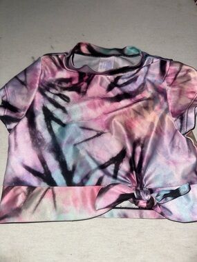 Magic Kids Tie-Dye Swim Top in Pink, Black, Teal
